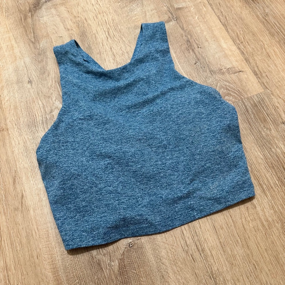 KYODAN | Woman's Blue Heathered Athletic Crop Top Gym Workout Sports‎ Bra, XS